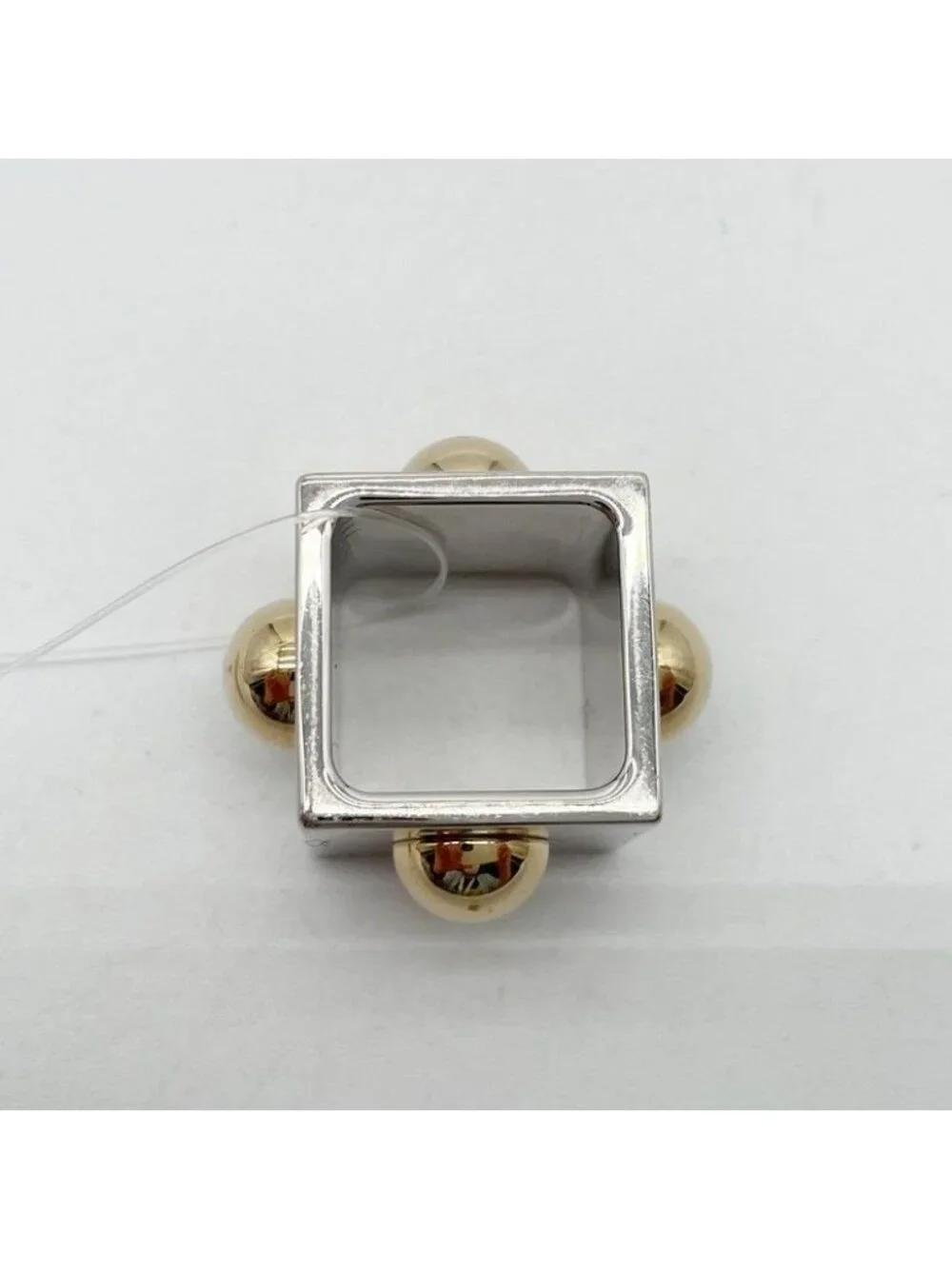 Hermes Scarf Ring Cube Collier de Champagne Gold Silver Metal